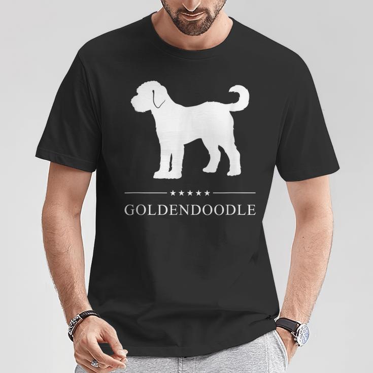 ゴールデンドゥードル 犬 ホワイト シルエット Tシャツ 面白い贈り物
