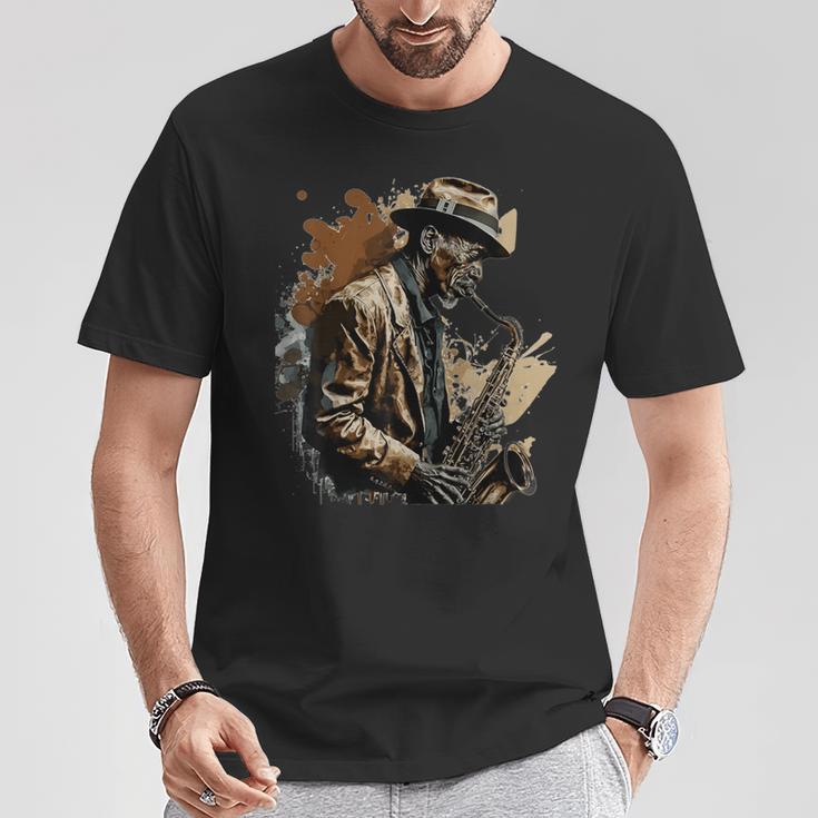 サックスを奏でるサックス奏者ジャズミュージシャン Tシャツ 面白い贈り物