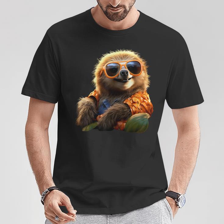 サングラスをかけたナマケモノかわいいナマケモノ Tシャツ 面白い贈り物
