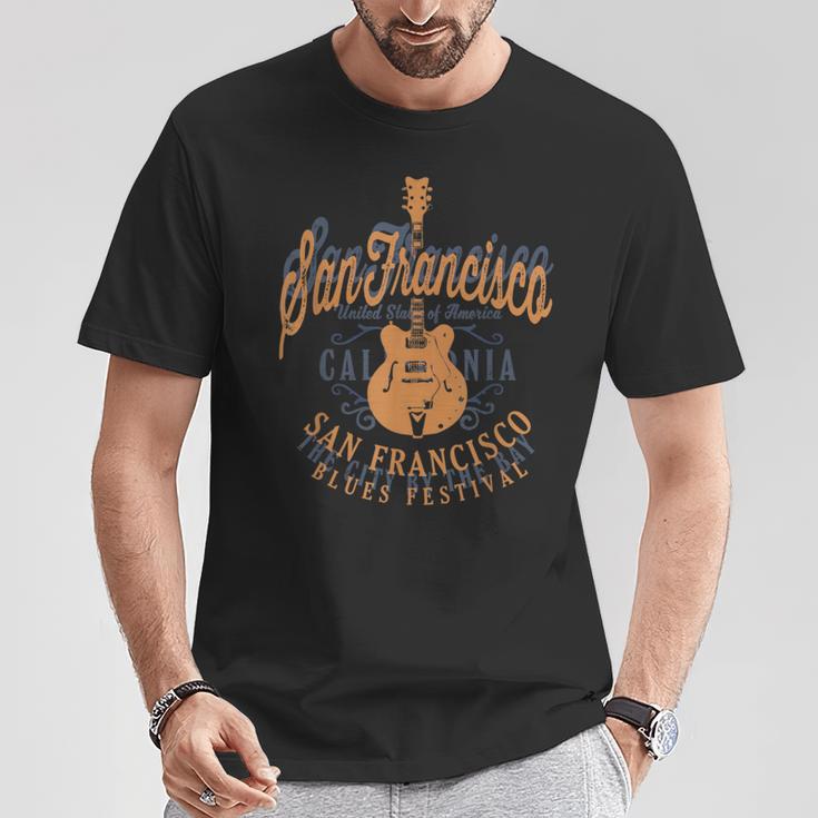 サンフランシスコ・ブルース アメリカンミュージックフェスティバル クール ビンテージ Tシャツ 面白い贈り物