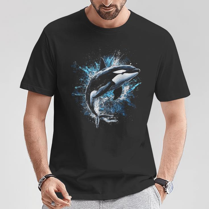 シャチ 動物 モチーフ アート シャチ Tシャツ 面白い贈り物