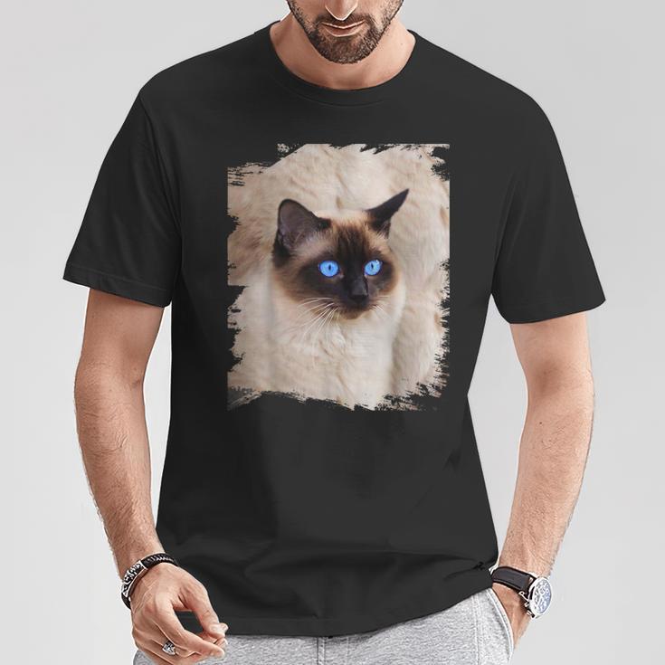 シャムの子猫の頭の顔 Tシャツ 面白い贈り物