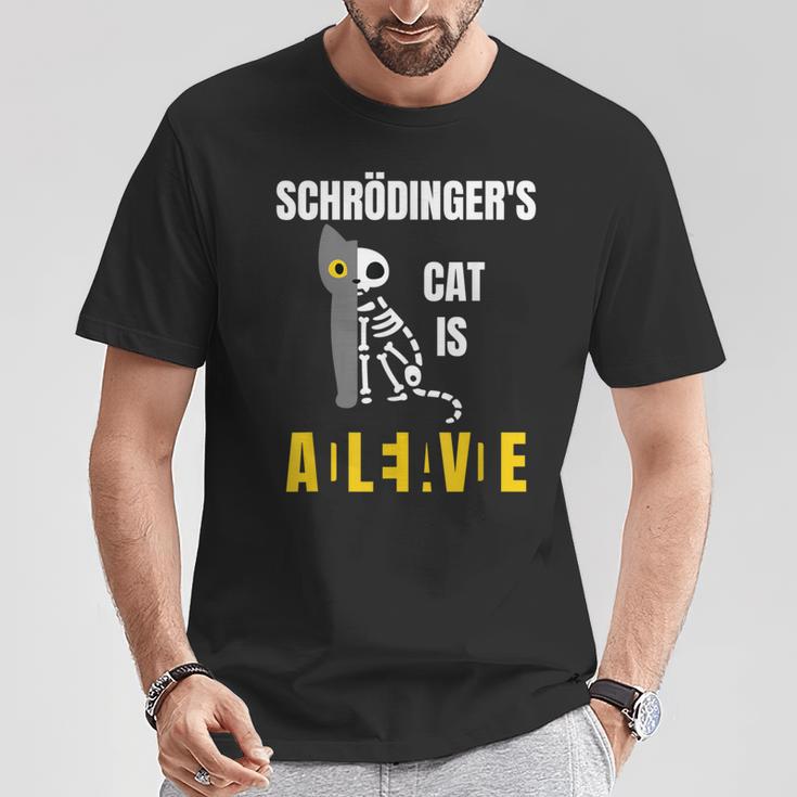 シュレーディンガーの猫は生きている シュレーディンガーの猫の科学者たち Tシャツ 面白い贈り物