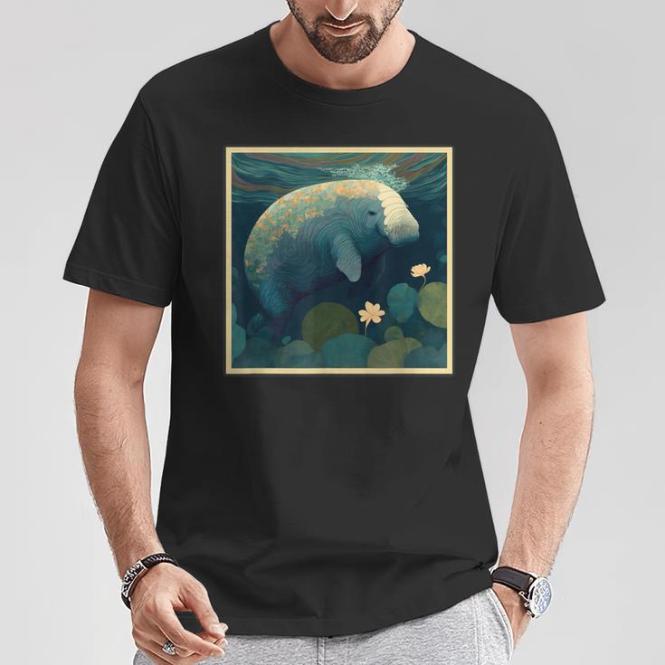 シュールレアリズム 日本画マナティー Tシャツ 面白い贈り物