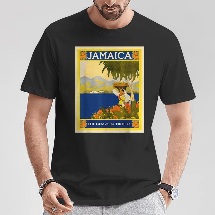 ジャマイカ熱帯地方の宝石レトロなヴィンテージ旅行ポスター Tシャツ 面白い贈り物