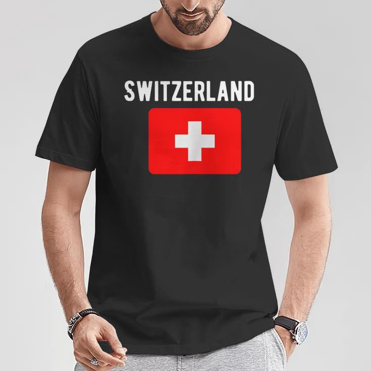 スイス国旗 スイス国地図フラッグ Tシャツ 面白い贈り物