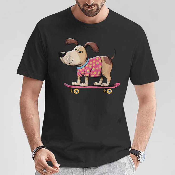 スケートボード犬 – 楽しい漫画のペット Tシャツ 面白い贈り物