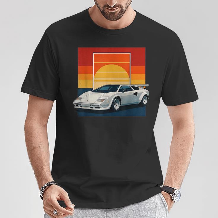 スポーツカー カウンタック イタリア ファスト クラシック スー Tシャツ 面白い贈り物