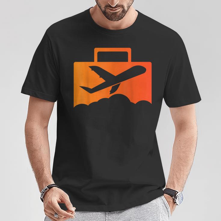 スーツケース航空の飛行機デザイン Tシャツ 面白い贈り物