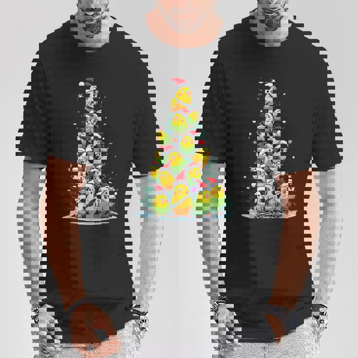 セキセイインコのクリスマス ツリー 面白いセキセイインコ ホリデー セキセイインコ Tシャツ 面白い贈り物