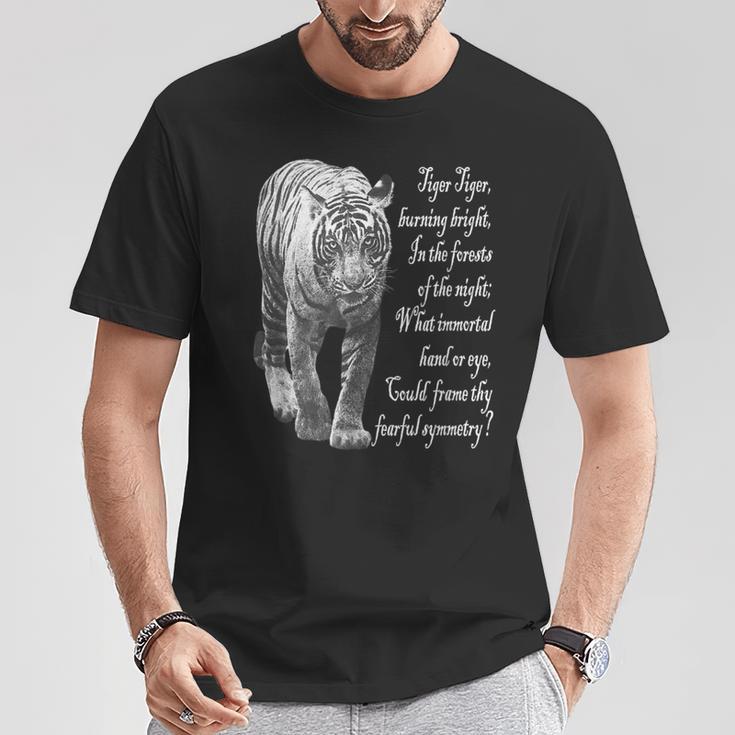 タイガー 白黒 ウィリアムブレイクの詩 Tシャツ 面白い贈り物