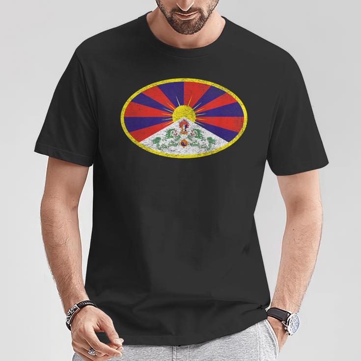 チベットの旗 楕円フリーチベット Tシャツ 面白い贈り物