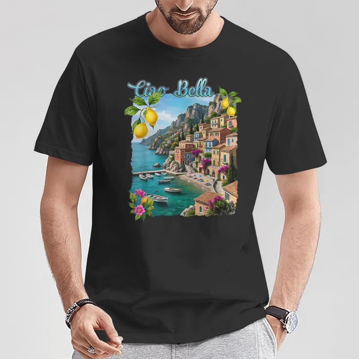 チャオ・ア・ベラ イタリア アマルフィ海岸 ポジターノ地中海 Tシャツ 面白い贈り物