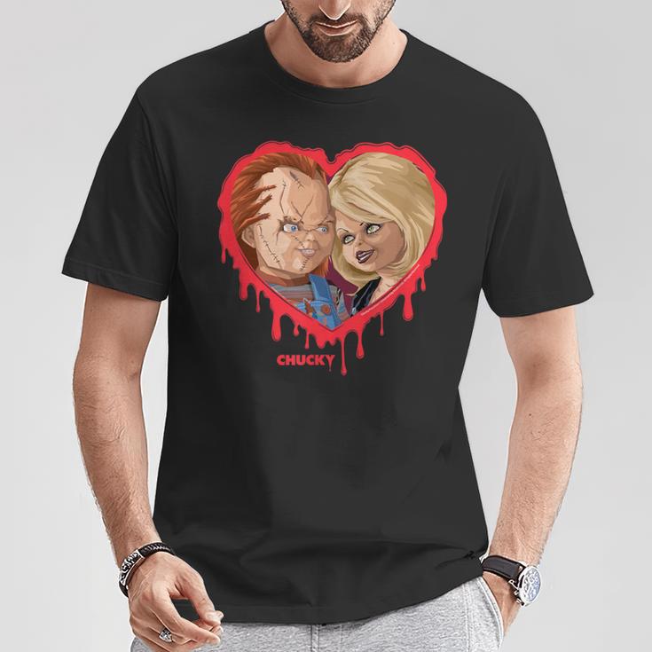 チャッキー＆ティファニーブリーディングハート Tシャツ 面白い贈り物