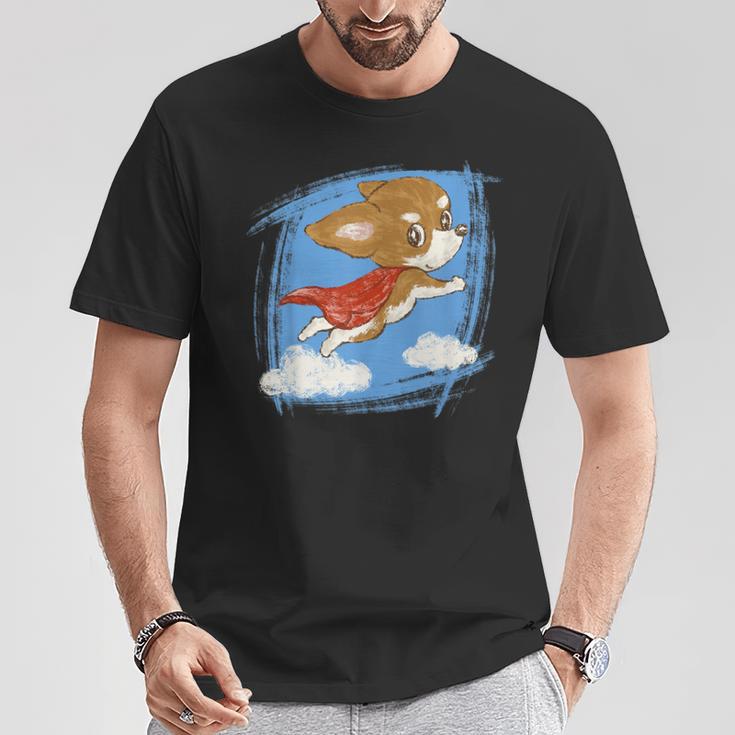 チワワ かわいい いぬ 子犬 ペット おもしろ 動物 スーパーヒーロー イラスト Tシャツ 面白い贈り物
