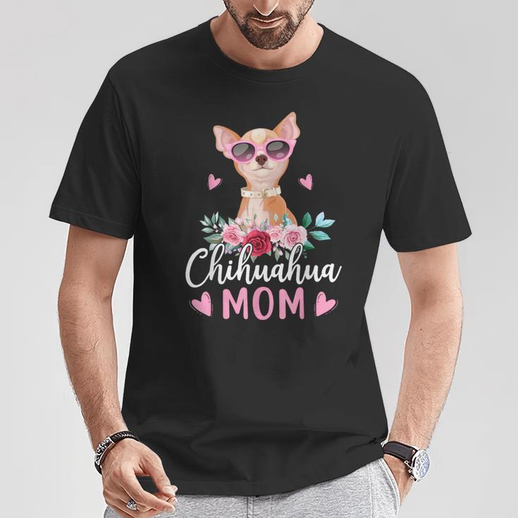 チワワの所有者のためのかわいいチワワのママサングラスの花 Tシャツ 面白い贈り物