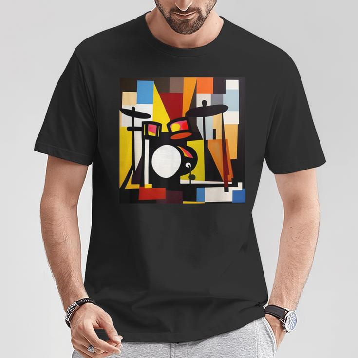 ドラムモチーフ カラフル シルエット 楽器 ドラマー Tシャツ 面白い贈り物