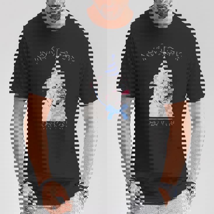 ニューオーリンズ 面白い犬の着用パーティーハット付き Tシャツ 面白い贈り物