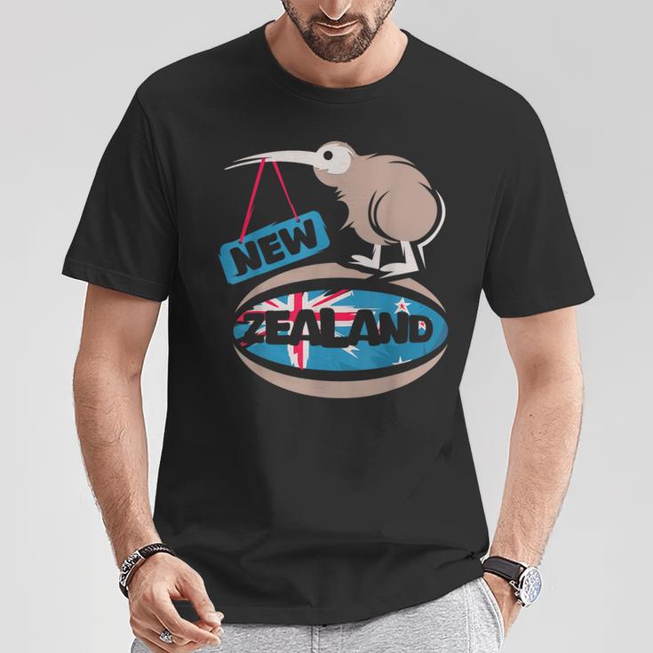 ニュージーランド キウイ ラグビー コミック イラスト 旗 シンボル Tシャツ 面白い贈り物