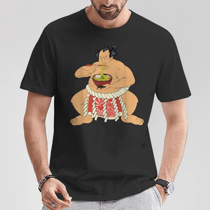 ビンテージ相撲力士 Eat ラーメン ヌードル アニメ 日本語 Tシャツ 面白い贈り物