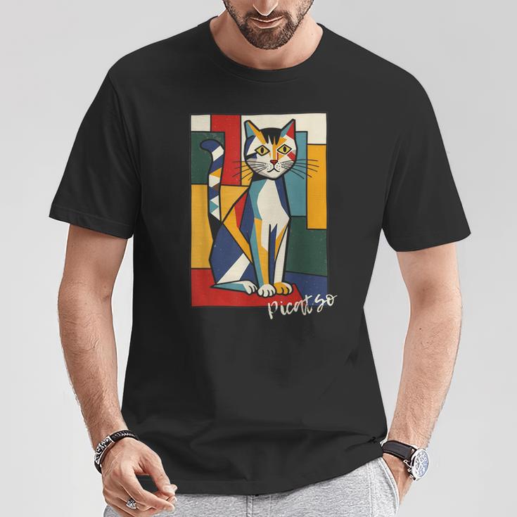 ピカソ猫 – ヴィンテージキュビズムアート風デザイン Tシャツ 面白い贈り物