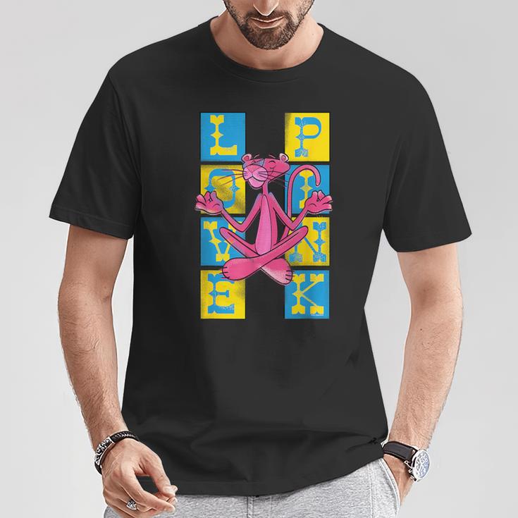 ピンクパンサー ヴィンテージ ラブ&ピンク禅チョークアート Tシャツ 面白い贈り物