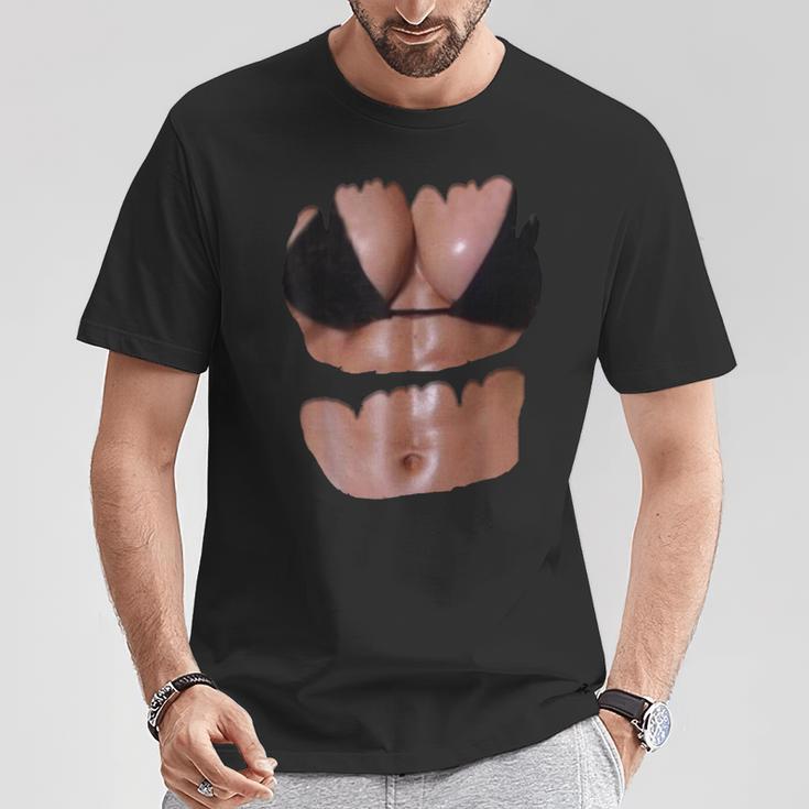 フェイク 腹筋 面白い ビキニ ボディ マッスル 6パック 3D Tシャツ 面白い贈り物