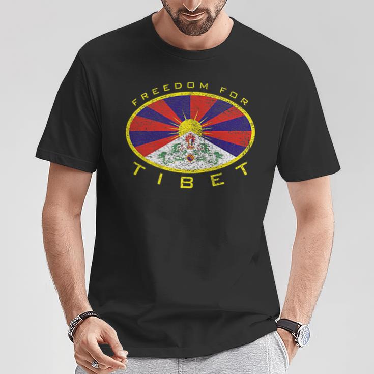 フリーダム チベットフラッグオーバル Tシャツ 面白い贈り物