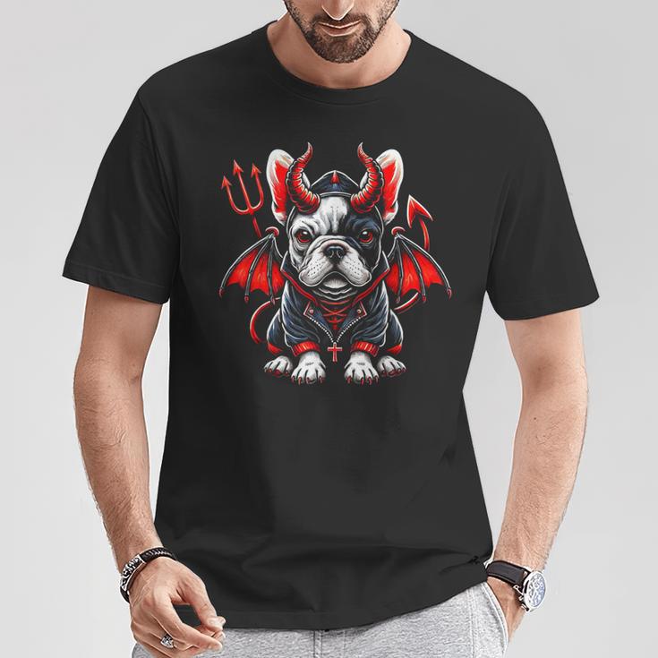 フレンチブルドッグ 悪魔 ハロウィン 鬼 コスチューム 地獄 サタン Tシャツ 面白い贈り物
