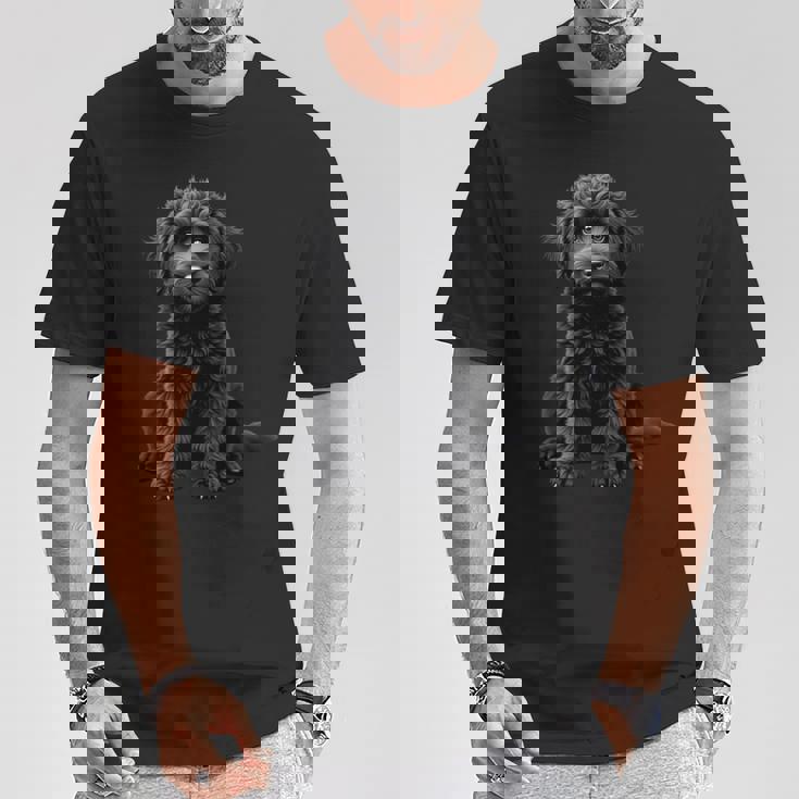 ブラックラブラドゥードル犬のアートデザイン。 長袖tシャツ Tシャツ 面白い贈り物