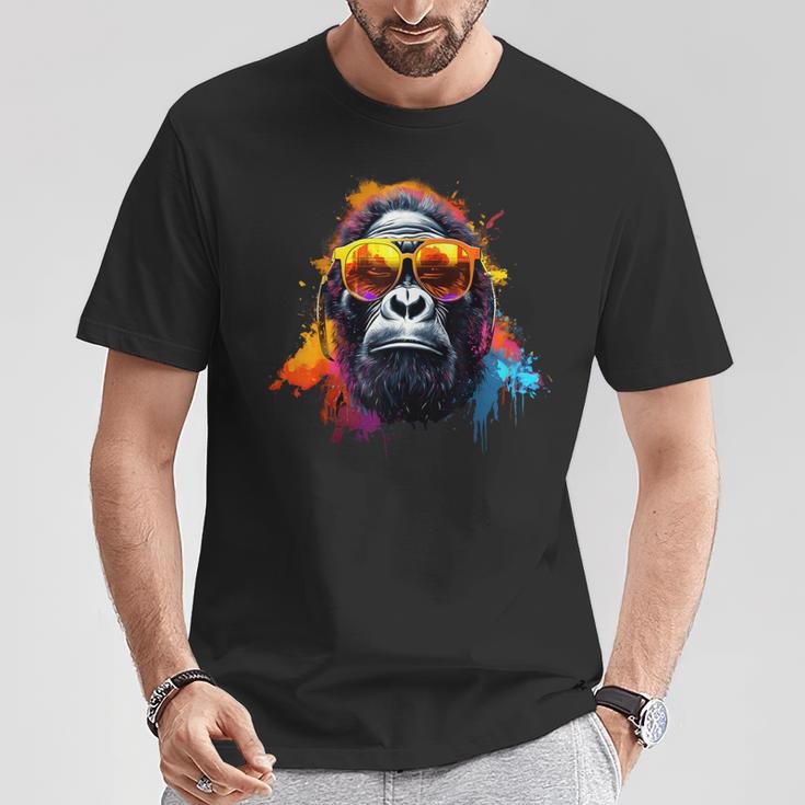 ヘッドフォンとサングラスをかけたdjモンキー音楽パーティーモンキー Tシャツ 面白い贈り物
