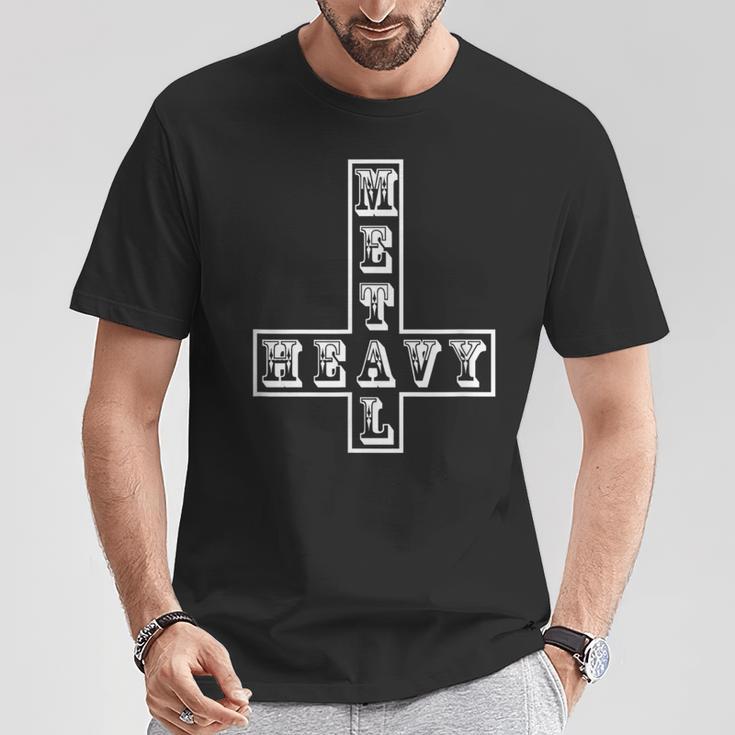 ヘビーメタル逆さま逆十字メタルヘッドサタン面白い Heavy Metal Inverted Crossatan Tシャツ 面白い贈り物