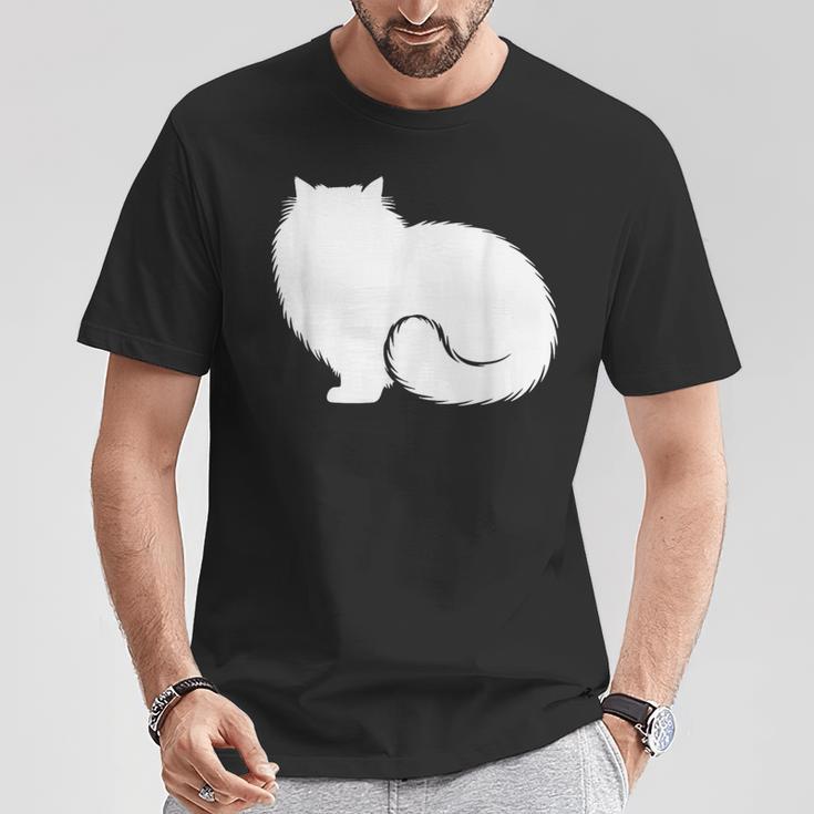 ペルシャ猫のふわふわした座り姿 Persian Cat Fluffyittingilhouette Tシャツ 面白い贈り物