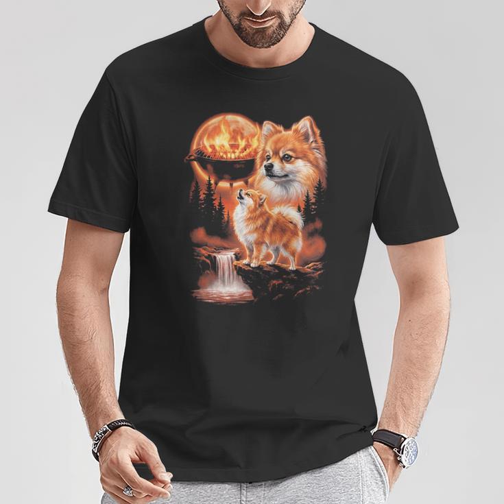 ポメラニアン ハウリング Bbq グリルマスター お父さん ユーモア 面白い 長袖tシャツ Tシャツ 面白い贈り物