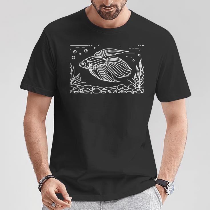 メダカ 線画 アクアリスト Tシャツ 面白い贈り物