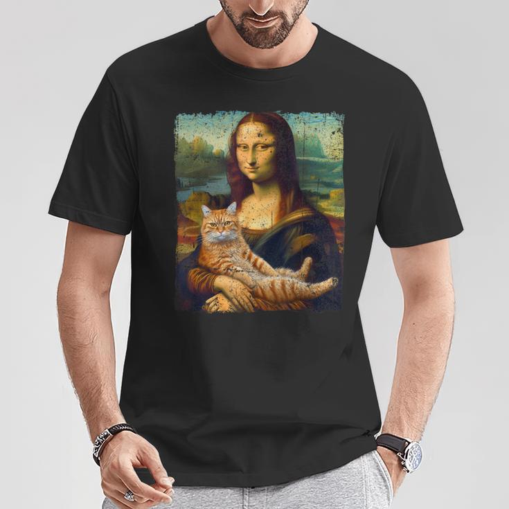 モナリザ 猫とパロディー おもしろアート 絵画 ミーム Tシャツ 面白い贈り物