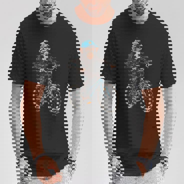 モンキー ライディング バイク ヴィンテージ 自転車 バイカー エイプ チンパンジー Tシャツ 面白い贈り物