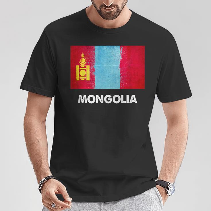 モンゴル国旗tシャツ Tシャツ 面白い贈り物