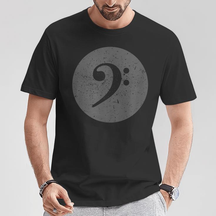 ユーズドドベース音記号F音記号-ベースギター、ダブルベース Tシャツ 面白い贈り物