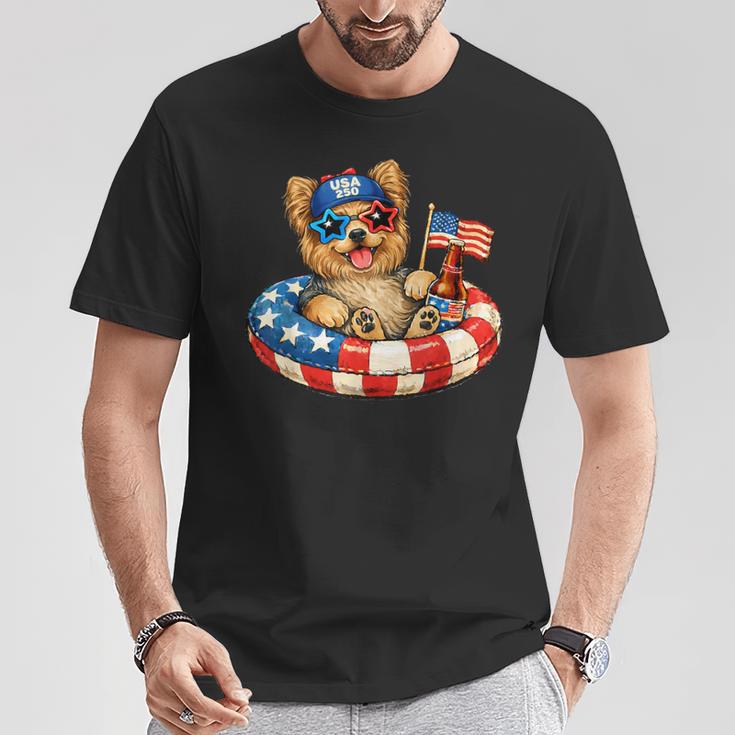 ヨークシャーテリア犬 2026年7月4日 愛国的なアメリカ国旗 Tシャツ 面白い贈り物