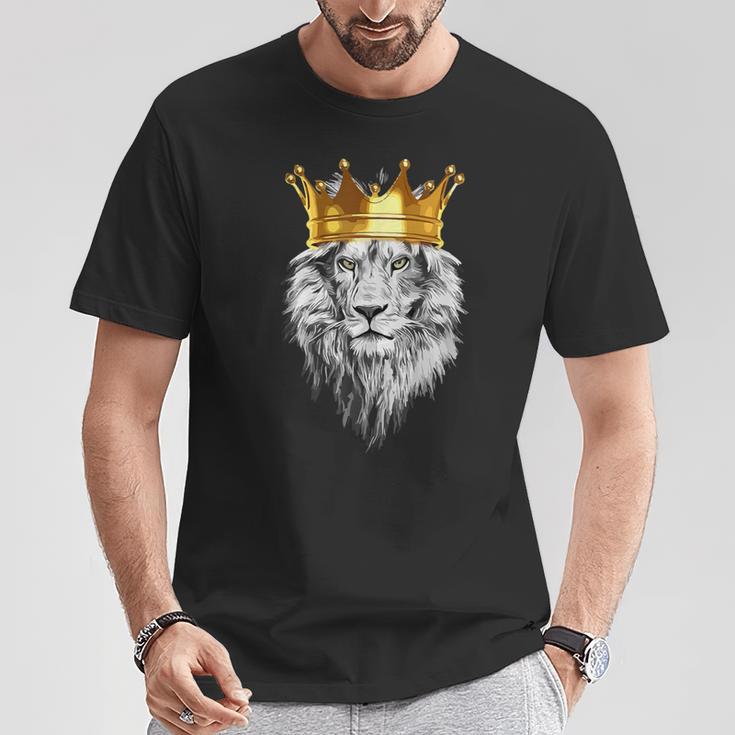 ライオンファンのための王冠を持つライオン Tシャツ 面白い贈り物