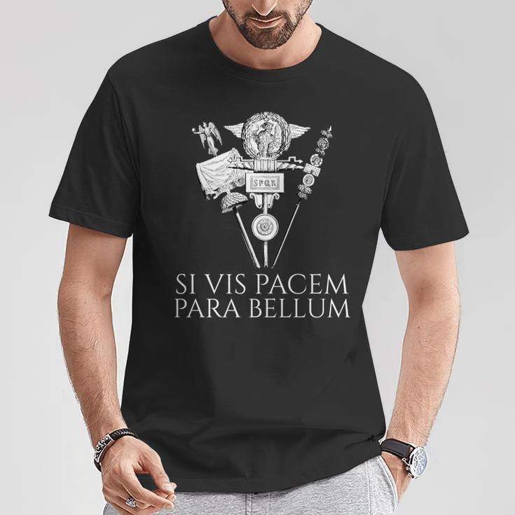 ラテン語の引用句 -Iis Pacem Para Bellum 古代ローマpqr 長袖tシャツ Tシャツ 面白い贈り物