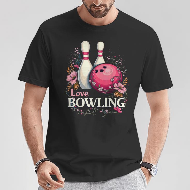 ラブボウリングピンクボール Tシャツ 面白い贈り物
