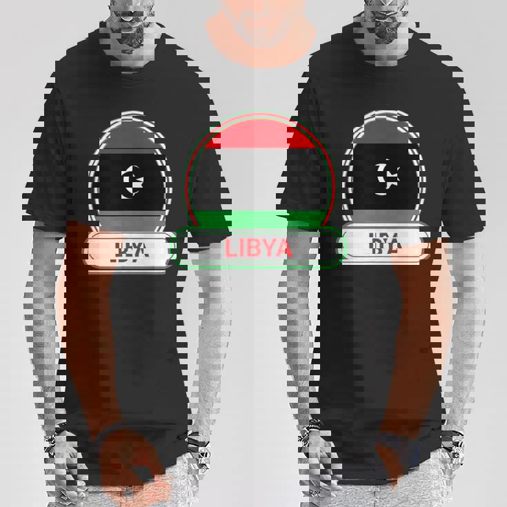 リビア国バッジ リビア国旗 Tシャツ 面白い贈り物