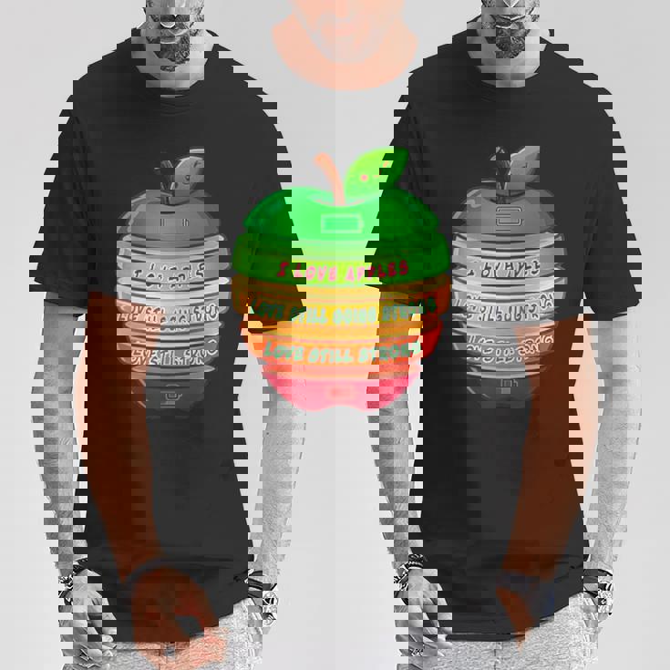 リンゴの力シリーズ リンゴのエネルギー リンゴ スライス 充電 バッテリー 残量 おもしろみ ユニーク Tシャツ 面白い贈り物