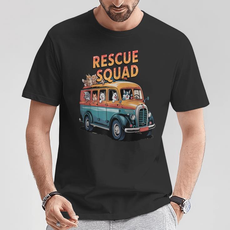 レスキュースクワッド ビンテージ犬カートゥーンユーモア Tシャツ 面白い贈り物
