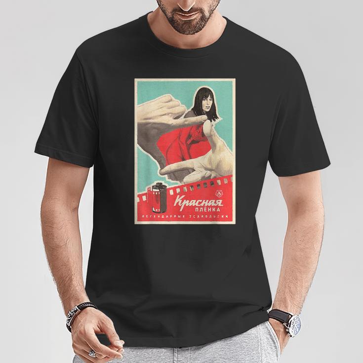 レッドカメラフィルムポスター 本物のソビエトアート Tシャツ 面白い贈り物