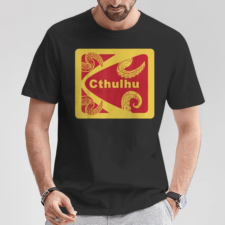 レトロ 1980年代のデザインスタイル クトゥルフと触手グラフィック Tシャツ 面白い贈り物