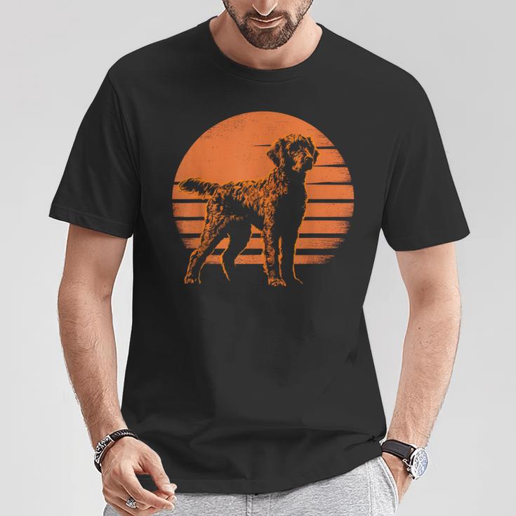レトロ デザイン カーリー コーテッド レトリバー犬 Tシャツ 面白い贈り物