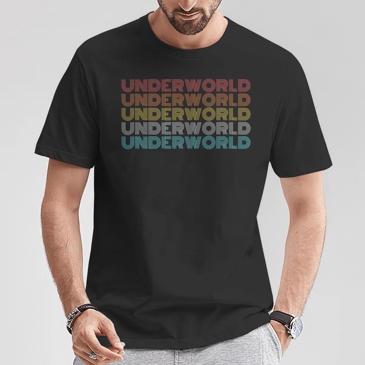 レトロ ヴィンテージ アンダーワールド 長袖tシャツ Tシャツ 面白い贈り物